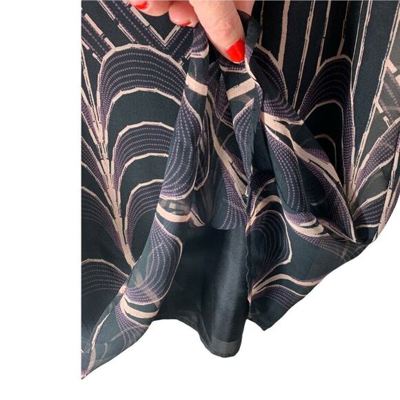 ANTHROPOLOGIE Tt Collection Dress Black Geometric Medium Shift Lined Y2K - Picture 5 of 8